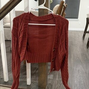 Cozy Cable Knit Sweater in Rust